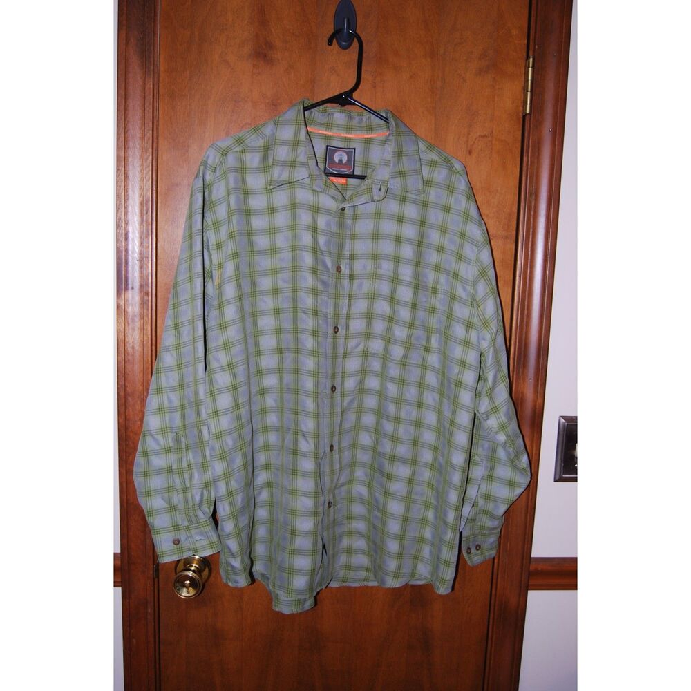 WEATHERPROOF GARMENT COMPANY MEN'S SIZE LARGE GREEN PLAID LONG SLEEVE